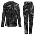 thumbnail image 6 of Black Tie Dye Pajamas Liquid Print 2 Pieces Room Pajama Sets Lady Long Sleeve Romantic Oversized Nightwear, 6 of 7