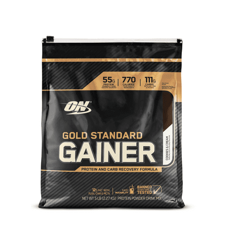 Optimum Nutrition Gold Standard Gainer Protein Powder, Cookies & Cream, 55g Protein, 5