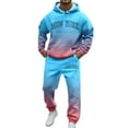 thumbnail image 2 of Sweatsuits for Men Set 2 Piece Color Patchwork Loose Fit Hoodie Sweatshirt and Joggers Sweatpants Sets Versatile Fall Fashion Sport Suits Winter Clothes Outfits, 2 of 5