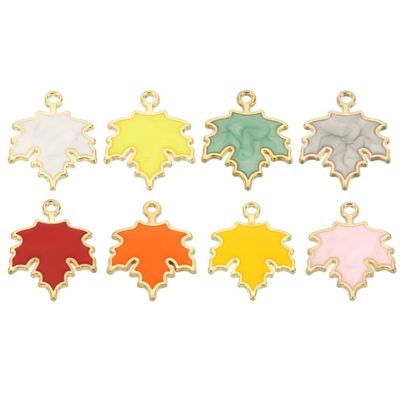 Uxcell Maple Leaf Pendants Enamel Tree Leaf Beads Metal Leaves Charm for Jewelry Making, 40 Pack