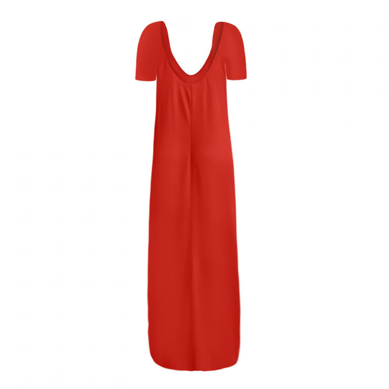 Lenago Women's Plus Size Deep V-Neck Standard-Fit Short Sleeve Solid Maxi Party Dress - image 2 of 6