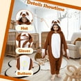 thumbnail image 3 of Polyester CANASOUR Coffee Sloth Onesie Kids Festival Animal Pajamas Cute Wearable Hooded Sleepwear, 3 of 6