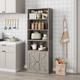 thumbnail image 4 of 71.4in Farmhouse Bookshelves with 6 Shelf Large Display Storage, Wooden Bookshelf with Doors for Home Office, Living Room, Dark Oak, 4 of 14
