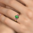 thumbnail image 4 of Gem Stone King 18K Yellow Gold Plated Silver Ring Nano Emerald and Pink Moissanite (1.21 Cttw), 4 of 6