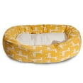 thumbnail image 2 of Majestic Pet Sherpa Stretch Velvet Bagel Pet Bed for Dogs, Calming Dog Bed Washable, Small, Yellow, 2 of 5