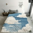 thumbnail image 5 of 2D flat soft and 280GSM comfortable striped flannel blanket modern vintage style machine washable an oil painting of clouds in the sky with a blue and white color 2 suitable for all seasons perfect f, 5 of 7