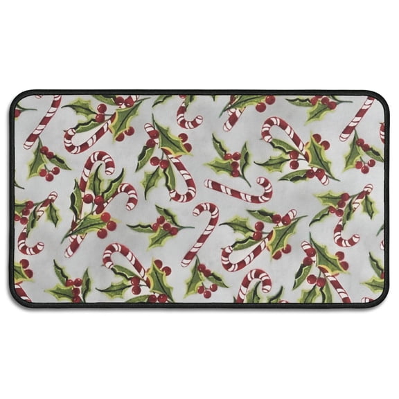 White Christmas Candy Cane Pattern Door Rugs,Washable Non Slip Door Mats Indoor,Decorative Door Mats,Entry Mat Indoor for Entrance,Bedroom,Kitchen,Bathroom,30"x17"