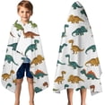 thumbnail image 3 of Dinosaur Pattern Hooded Bath Towel，50"x30" for Ages 3 To 12 Kids, Quick Dry Lightweight Soft Microfiber Hood Beach Towel Cover Up for Kids, 3 of 7