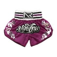 thumbnail image 3 of TiaoBug Kids Boys Muay Thai Shorts Kick Shorts Fight Kickboxing Shorts Fitness Training Sportwear B Purple 17-18, 3 of 5