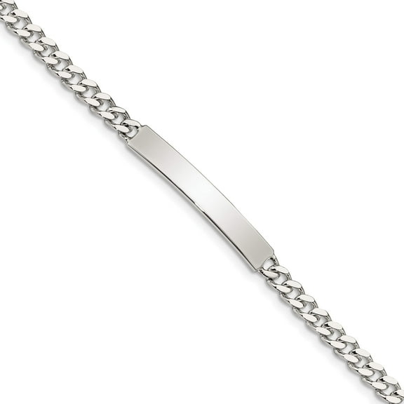 Sterling Silver Polished Engraveable Curb Link Id Bracelet (7 X 5) Made In India qid131-7