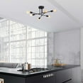 thumbnail image 3 of Swift Beacon Atomic Branch Chandelier - 6 Bulb Black Chandelier for dining room, kitchen, Livingroom, bedroom & Farmhouse, Textured Black Finish Metal Body Pendant Light Fixture, 3 of 5