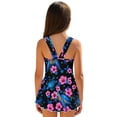 thumbnail image 5 of Xoenoiee Turtle Butterfly Hibiscus Flower Print Girls One Piece Swimsuits Sleeveless Swim Dress for Girls Hawaiian Skirted Bathing Suit Summer Swimwear, 3-4 Years, 5 of 7