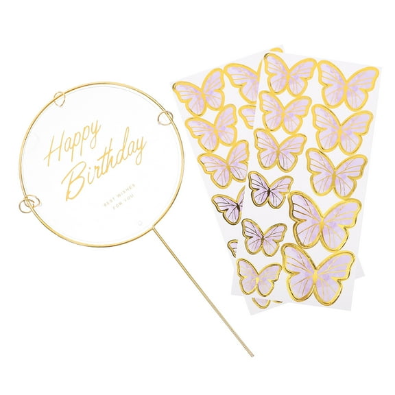 FRCOLOR Purple Butterfly Cake Toppers for Birthday Parties Decorative Plastic Picks for Dessert