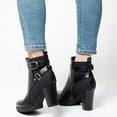thumbnail image 3 of Pennysue Women's Chunky Heel Booties A1-Black Zipper Ankle Booties Size 7.5, 3 of 6