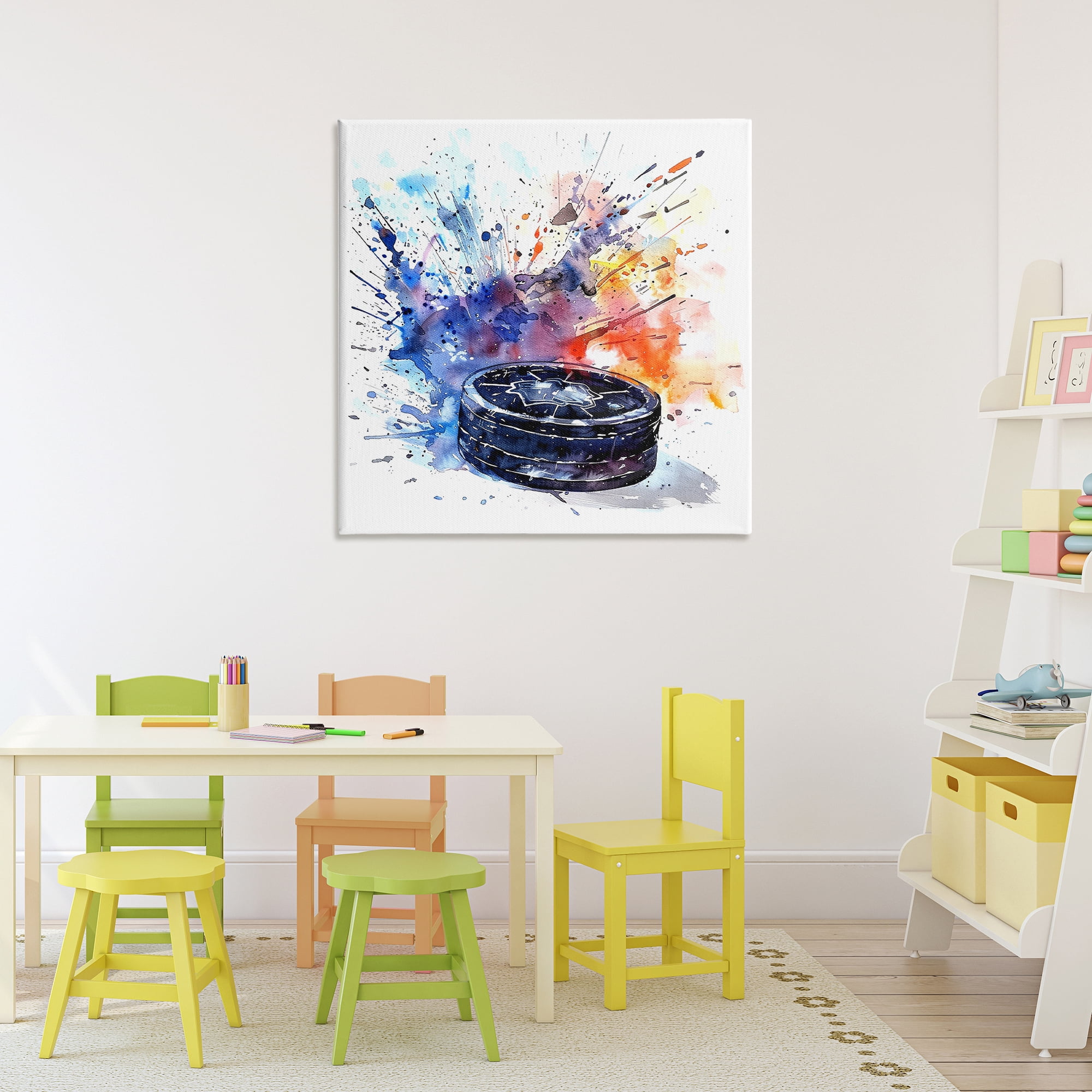 Stupell Industries Hockey Splash Watercolor Burst Canvas Wall Art, design by LSR Design Studio