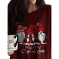 thumbnail image 3 of DYMADE Women Plus Size Christmas Letters Print Long Sleeve Pockets Crew Neck Loose T-shirt, 3 of 4