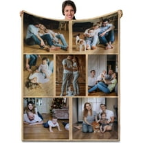 Personalised Blanket, Custom Blanket, Personalised Photo Blanket, Customised Photo Blanket Personalised for Adults Kids, Personalised Gifts for Mum, Dad, Boyfriend, Girlfriend (10 Photos)