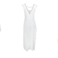 thumbnail image 5 of TARIENDY Womens Sheer Lingerie Wide Straps Chemise Nightgowns V Neck Side Slit Ruffles Long Sleepdress Backelss Night Gown White M, 5 of 8