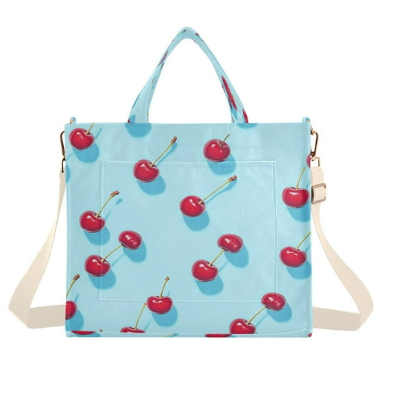 Corduroy Tote Bag for Women Shoulder Handbags Fashion Ladies Purses Satchel Messenger Bags Small Cherry S