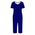 thumbnail image 6 of yievot Pajama Sets for Women Short Sleeve Shirt with Capri Pants Sets Solid Loungewear Sleepwear Pajamas Two Piece Outfits for Women, 6 of 7