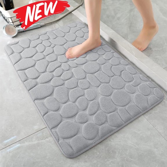 Bathroom Mat Rug, Memory Foam Bath Mat, Non-Slip Bathroom Floor Mats, Cobblestone Bath Mats Absorbent Bath Rugs Washable Quick Dry (20x31in),B