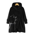 thumbnail image 2 of Women Printed Button Plush Tops Hooded Loose Cardigan Wool Coat Winter Jacket, 2 of 9