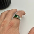 thumbnail image 2 of Men's Green Simulated Emerald 925 Sterling Silver Men's Ring | 5.68 Cttw | Round 8MM | Gemstone Birthstone, 2 of 3