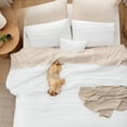 thumbnail image 3 of California King Comforter Set - 4 Pieces Pinch Pleat Bed Set, White Boho Bedding for All Season, 1 Soft Comforter, 2 Pillowcases, 1 Decorative Pillow, 3 of 7