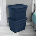 thumbnail image 3 of Sterilite Lidded Stackable 18 Gallon Storage Tote Container, Marine Blue, 3 of 7