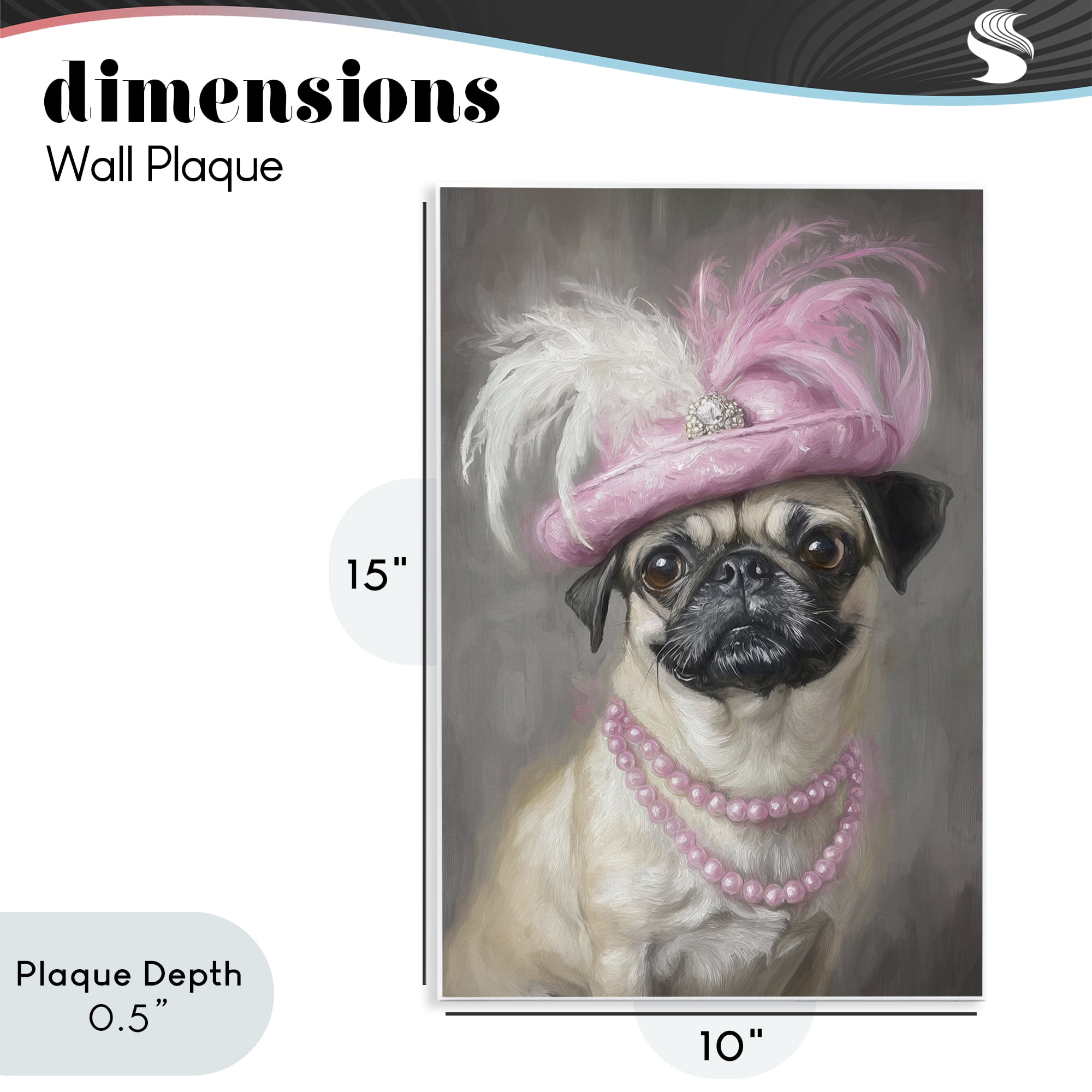 Stupell Industries Lady Pug Portrait Wall Plaque Art, design by Tina LeCour