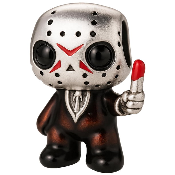 Charm máscara terror metálico lujo MoviesJason01 1Pza Plata S925 Chapa Separador Fijo Jason Plateado/Multicolor Caja Bla