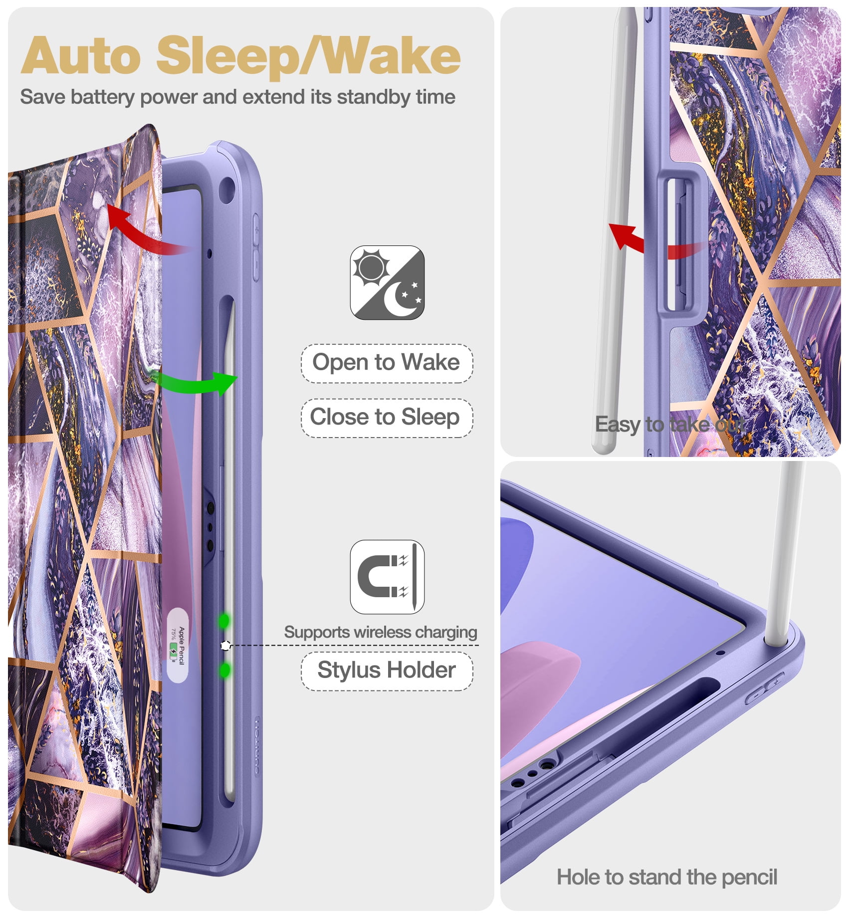 Suritch Case for iPad A16 11th Gen 11 inch 2025 / iPad 10th Gen 10.9 inch with Screen Protector and Pencil Holder Tri-fold Stand Auto Wake/Sleep