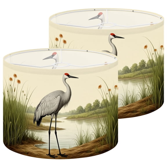 Lampshades 2 Pack Sandhill Crane Standing Serene Wetland Marsh Landscape 13"x13"x10" Light Shade for Table Lamps Floor Lamp Shades Lampshade Replacement Easy Assembly