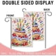 thumbnail image 4 of Bandera decorativa pequeña para jardín con diseño de pastel de feliz cumpleaños, ideal para fiestas de cumpleaños, decoración exterior de patio y césped, con lunares de arpillera, doble cara, 30 x 45, 4 of 8