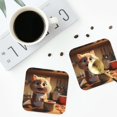 thumbnail image 5 of Pofeuu Cartoon Cooking Cat Print Leather Coasters Set of 6, Round Cups Mugs Mat Pad for Home Kitchen Heat Resistant Drink Coasters,Square, 5 of 7
