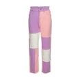 thumbnail image 4 of ITFABS Women's Patchwork Color Blockings Jeans, High Waist Denim Trousers, 4 of 6