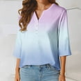thumbnail image 5 of Jewelreauty Women Tunic Tops Casual Notch Neck Elbow Length Button T-Shirts Summer Trendy Tee, 5 of 6