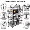 thumbnail image 3 of Estantería de 4 Niveles Organizador para Horno de Microondas, Estantes de Metal para Almacenamiento,Pesado Estante Ajustable de Acero Organizador con Rieles Laterales y Ganchos para Cocina,Despensa, 3 of 9
