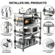 thumbnail image 3 of Estantería de 4 Niveles Organizador para Horno de Microondas, Estantes de Metal para Almacenamiento,Pesado Estante Ajustable de Acero Organizador con Rieles Laterales y Ganchos para Cocina,Despensa, 3 of 9
