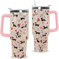 Dachshund Tumbler with Handle and Straw 40 OZ Weiner Dog Cup Cute Funny Dog Coffee Travel Mug Stainless Steel Insulated Water Bottle Dachshund Mom Stuff Decor Gifts for Women
