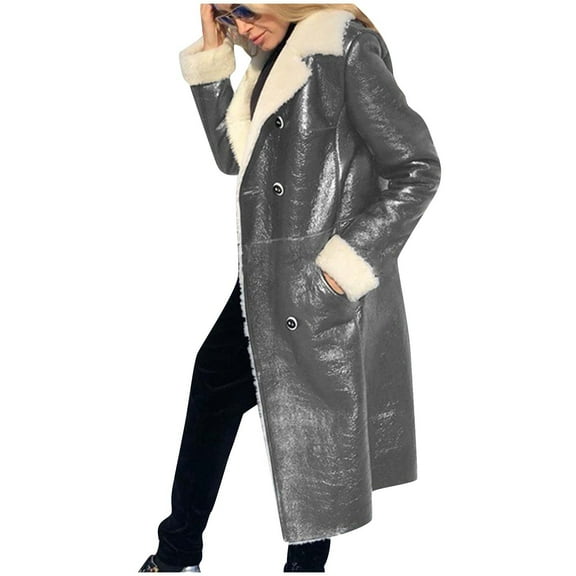 HBYJLZYG Coats Lapel Cardigan Overcoat Tops, Fashion Womens Versatile Lapel Solid Color Long Sleeve Medium Long Button Outerwear