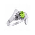 thumbnail image 4 of Rylos Bague de Designer Florale en Or Blanc 14K avec Pierre Précieuse Ovale 6x4 mm et Diamants Étincelants - Bijou Péridot Pierre de Naissance Taille 9, 4 of 7