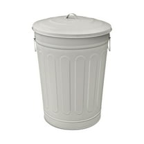 13-Gallon Beige Galvanized Steel Round Fire Resistant Trash Can with Lid