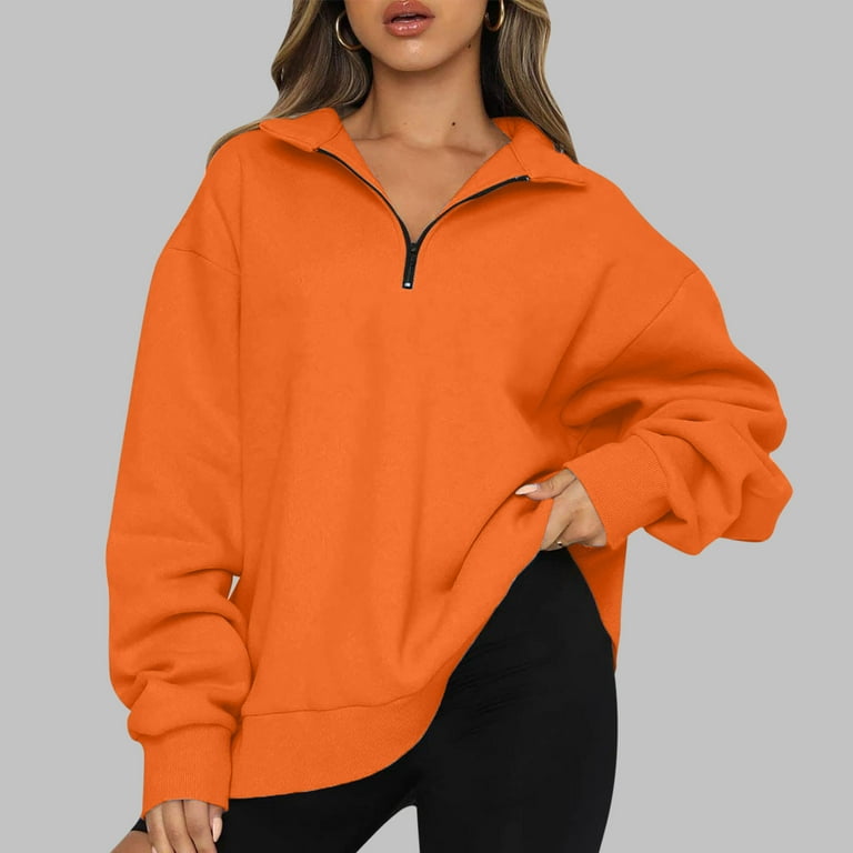 Womens Fall Fashion 2022 Deals! Funicet Women's Plus Size Sweatshirts  Oversized Half Zip Long Sleeve Sweatshirt Quarter Zip Hoodie Sweater Blouse