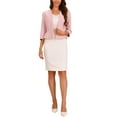 thumbnail image 2 of INSPIRE CHICElegant Blazer for Women's Open Front Collarless 3/4 Sleeve Peplum Business Work Suit Jacket XS Pink, 2 of 6