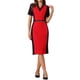thumbnail image 2 of Vestido de tubo para mujer Inspire Chic, vestido de lápiz de color contrastante, 2XL, rojo oscuro, 2 of 5