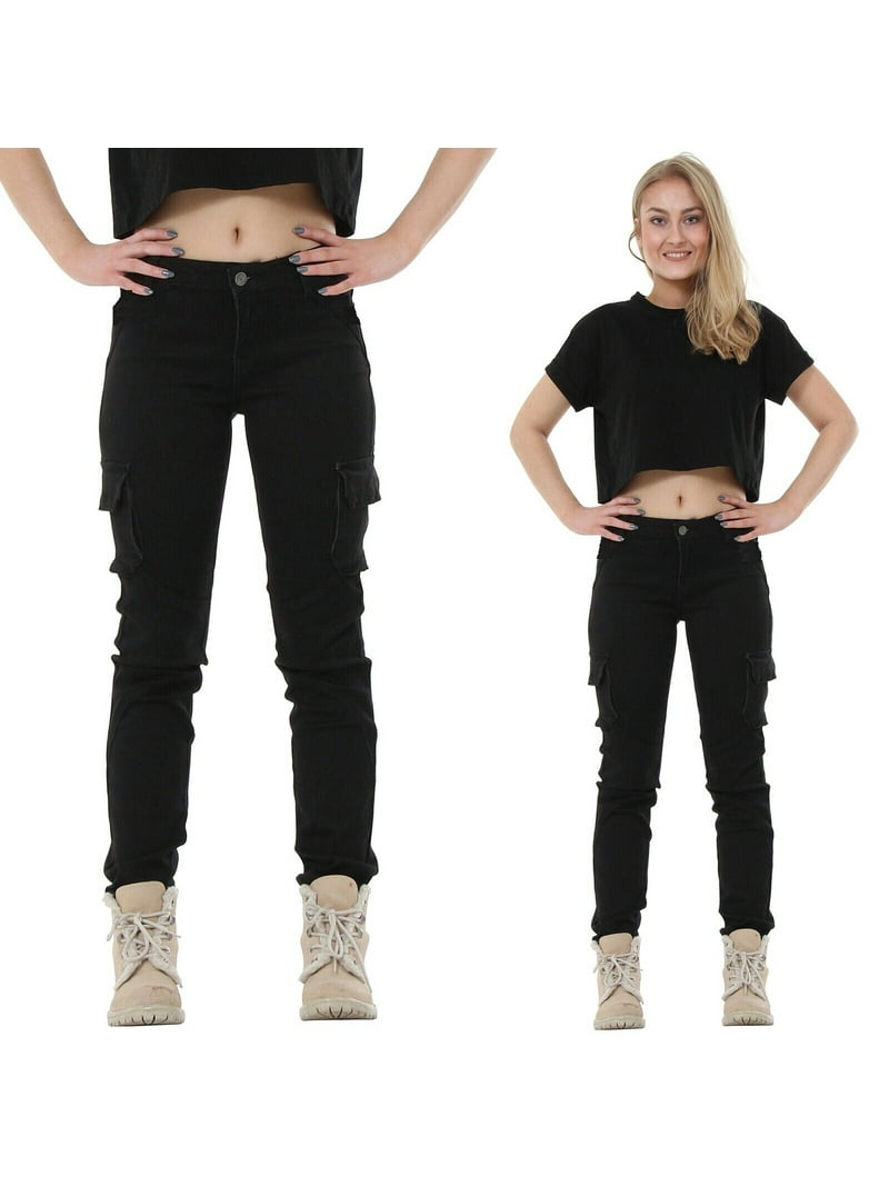 WAX JEAN Women's PREMIUM Stretch Solid Skinny TWILL Cargo