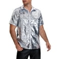 thumbnail image 5 of Lars Amadeus Sequin Dress Shirt for Men's Short Sleeve Button Down 70s Disco Costume Party Shirts L Silver White, 5 of 5