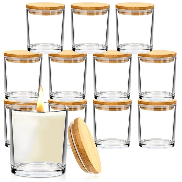 Voyzdx 12 Pcs 200ml Latas Fabricación Velas Aromáticas,Tarros de Vela Reutilizables con Tapas para Almacenamiento en Seco de Especias, Dulces,Recuerdos de Fiesta,Bodas (incoloro