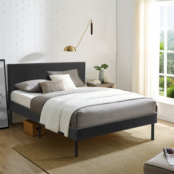 Faux Leather Platform Bed Frame, Leather Bed Frame Without Headboard